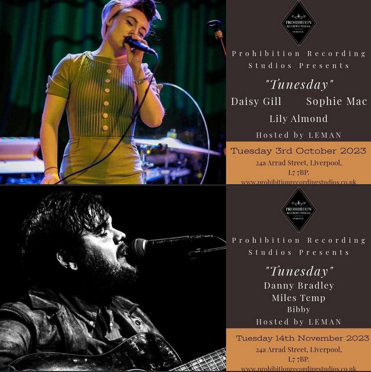 Liverpool Acoustic (@lpoolacoustic) on Twitter photo Here's two events hosted by <a href="/LiverpoolEnter1/">Liverpool Entertainment Music and Arts Network</a> that are coming up at <a href="/ProhibitionLive/">Prohibition Recording Studios</a>
Tuesday 3rd October - <a href="/daisygillmusic/">Daisy Gill</a> + Sophie Mac + Lily Almond - fatso.ma/Yot2
Tuesday 14th November - <a href="/MrDannyBradley/">Danny Bradley</a> + <a href="/milestemp_/">Miles Temp</a> + <a href="/Bibbymusic/">BIBBY</a> - fatso.ma/Ypml Here's two events hosted by <a href="/LiverpoolEnter1/">Liverpool Entertainment Music and Arts Network</a> that are coming up at <a href="/ProhibitionLive/">Prohibition Recording Studios</a>
Tuesday 3rd October - <a href="/daisygillmusic/">Daisy Gill</a> + Sophie Mac + Lily Almond - fatso.ma/Yot2
Tuesday 14th November - <a href="/MrDannyBradley/">Danny Bradley</a> + <a href="/milestemp_/">Miles Temp</a> + <a href="/Bibbymusic/">BIBBY</a> - fatso.ma/Ypml