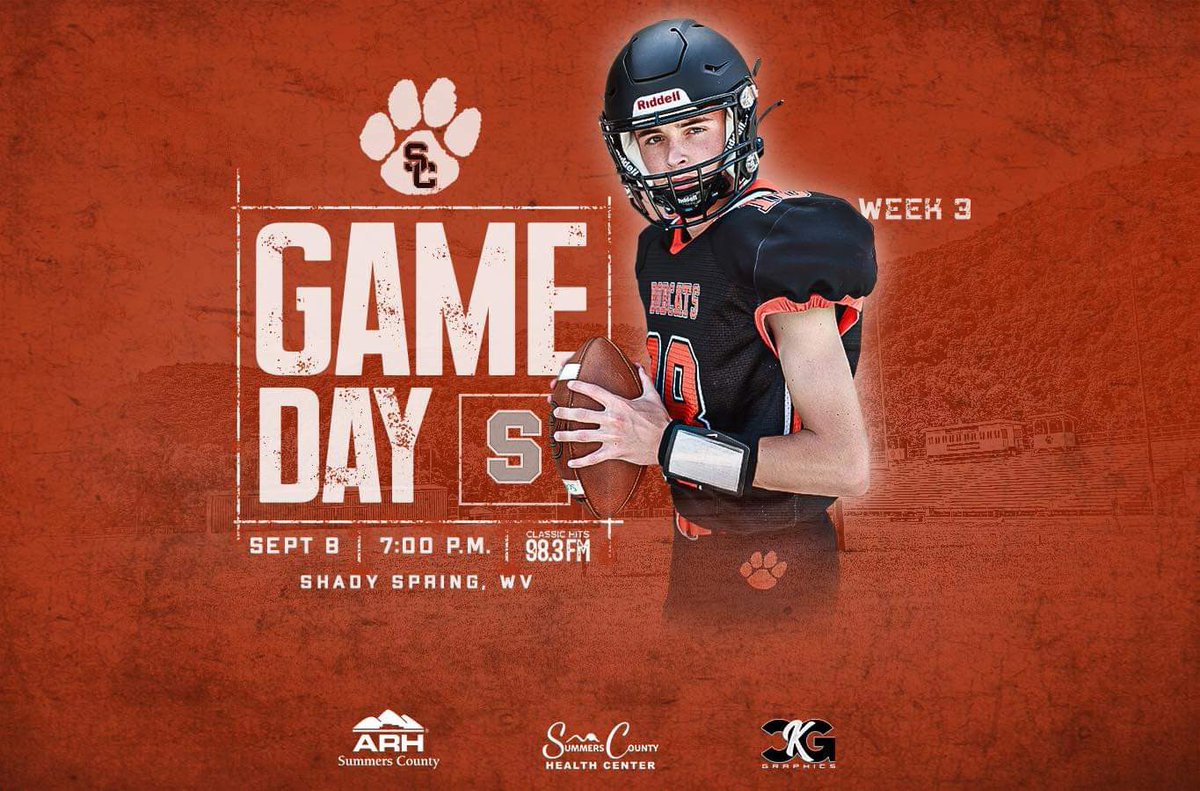SummersCountyFB's tweet photo. Week 3 🆚 @ Shady Spring
⏰- 7:00 PM
📻- https://t.co/fGBEaJ2xkx
📸- @CKGGraphics https://t.co/lewfy4jZXT