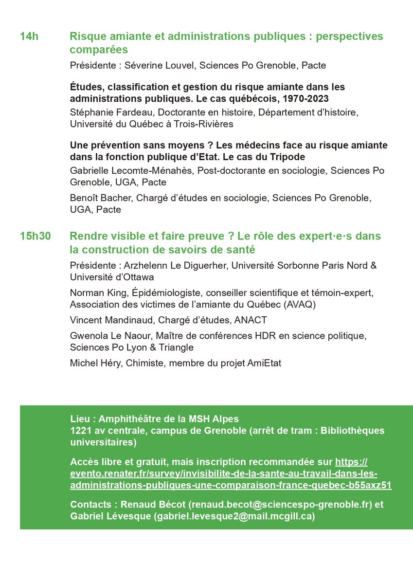 renaudbecot's tweet photo. Le 9 octobre à @MSH_A, avec @levesque_gab et l'équipe Amiétat, dans le cadre des Entretiens du @Centre_JCartier, nous organiserons une journée sur l'invisibilisation de la sant�� au travail dans les administrations publiques, France/Québec.
Inscriptions : https://t.co/bJaavtcMDa https://t.co/uJwckytjTS