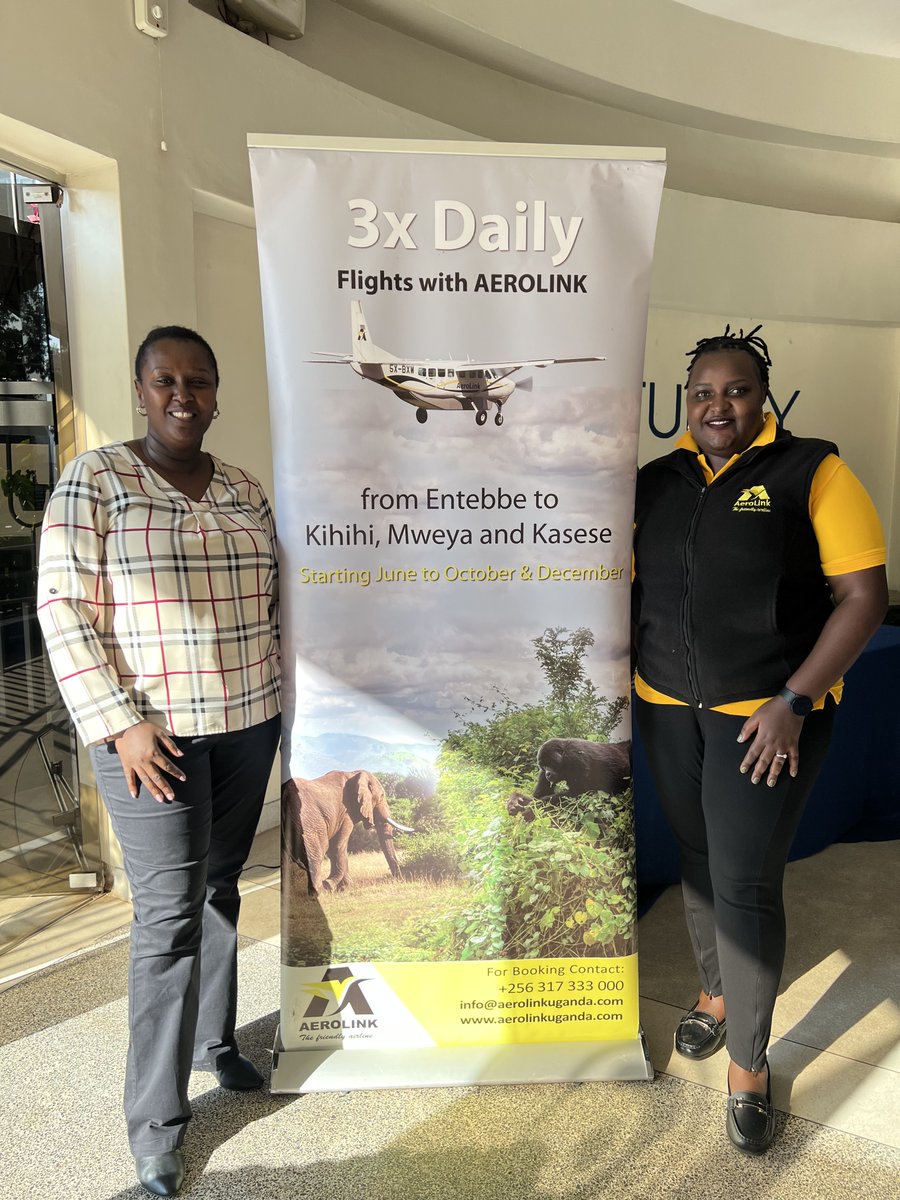 Our country manager, Cathy, and sales manager, Rajah wrapping up the week at the #AUTO #Tourism Stakeholder Engagement event at Fairway Hotel #AeroLink is dedicated to offering the best as we push the agenda to #ExploreUganda #travel #Uganda  #localtourism #safariexperts  #tours