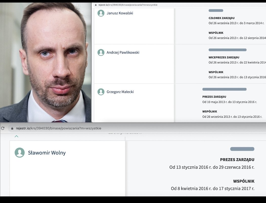 Fana43124688's tweet photo. @JKowalski_posel was in the #Binase company with the heads of #PiS services.
They later handed this company over to #SławomirWolny,who was also illegally entrusted with the protection of the railway stations. His wife managed the logistics of the Intelligence Agency.
1/2
#Poland https://t.co/ns15rQ8VHW