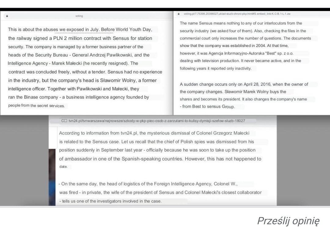 Fana43124688's tweet photo. @JKowalski_posel was in the #Binase company with the heads of #PiS services.
They later handed this company over to #SławomirWolny,who was also illegally entrusted with the protection of the railway stations. His wife managed the logistics of the Intelligence Agency.
1/2
#Poland https://t.co/ns15rQ8VHW