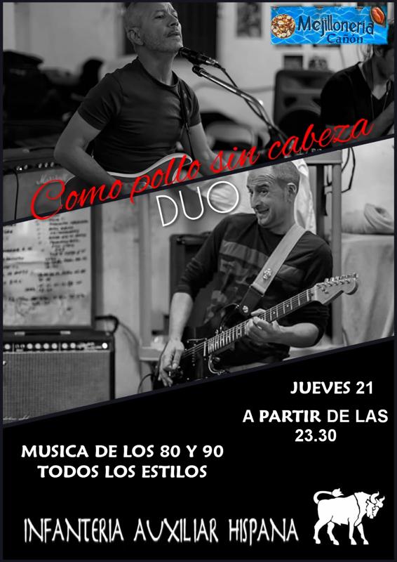Os esperamos el próximo jueves 21 de septiembre, a las 23'30h, en nuestro campamento, para disfrutar del concierto  de "Como Pollos Sin cabeza".

¡La mejor musica de los 80 y 90 en Infantería Auxiliar Hispana! (Parcela 13).