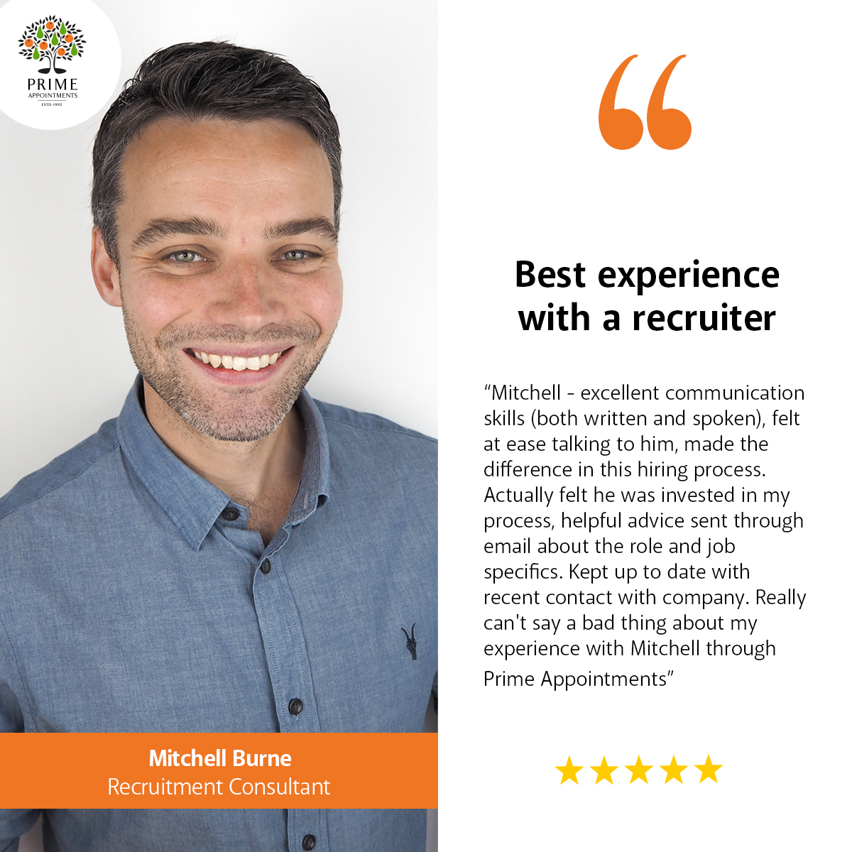 A great review for our Recruitment Consultant @Mitchell Looking for your next role? Contact us today and talk to us about your recruitment needs! We have seven divisions, giving us a diverse pool of clients to match you with. Call our team today on 01376 502999 ☎️ #review