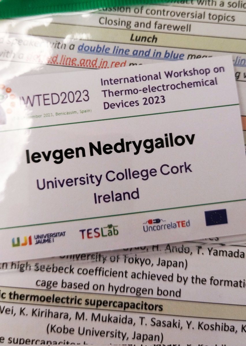 Proud to have the opportunity to report results of our research at the International Workshop on Thermo-Electrochemical Devices #IWTED2023 #NEXTGENWOOD1 #TranslateEnergy