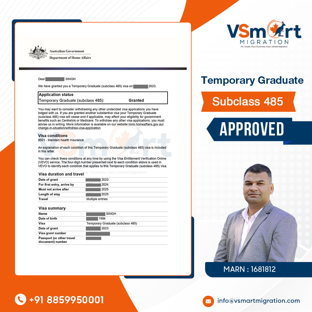 vsmartmigration's tweet photo. 🤩Grant of 𝐓𝐞𝐦𝐩𝐨𝐫𝐚𝐫𝐲 𝐆𝐫𝐚𝐝𝐮𝐚𝐭𝐞 𝐒𝐮𝐛𝐜𝐥𝐚𝐬𝐬 𝟒𝟖𝟓 🤩

🌎https://t.co/VHgbYPpWZ2

#migrationagent #visa #australia #temporarygraduate #485visa #migration #australianvisa #immigration #poststudyvisa #skilledvisa #subclass485 #skilledoccupation #statenomination https://t.co/z1XlxJWnBA