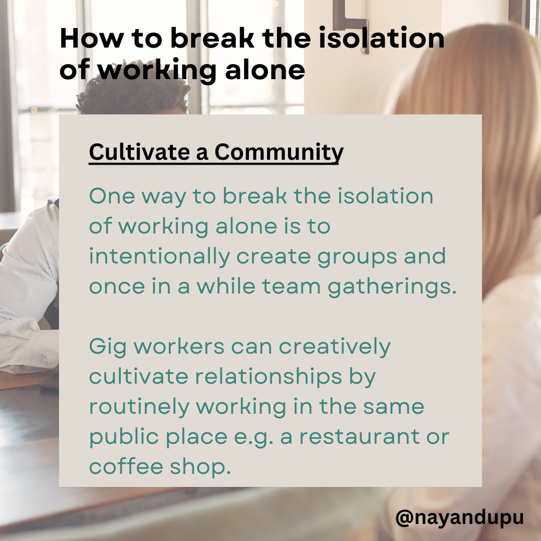 drnayandupu's tweet image. One way to break the isolation of working alone is to intentionally create groups and once in a while team gatherings.

#remotework #remoteworker #isolatedwork #tgif #mentalhealthandremotework #selfawarenessmonth