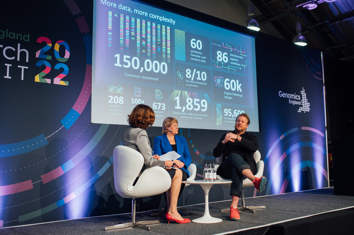Genomics England在2022年舉辦的研究高峰會上，計畫執行長Chris Wigley及多位講者發表演講與座談。（圖片來源／Genomics England X）