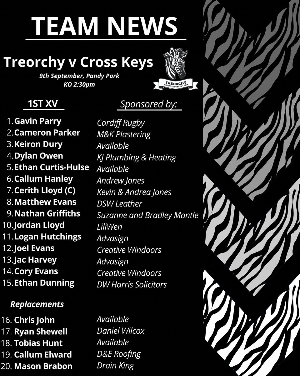 TreorchyZebras's tweet photo. Cmon @TreorchyZebras 1st away game in the Championship East. Letโs get behind our team ๐๐ฆ๐๐ https://t.co/YrCyHRqZ6v