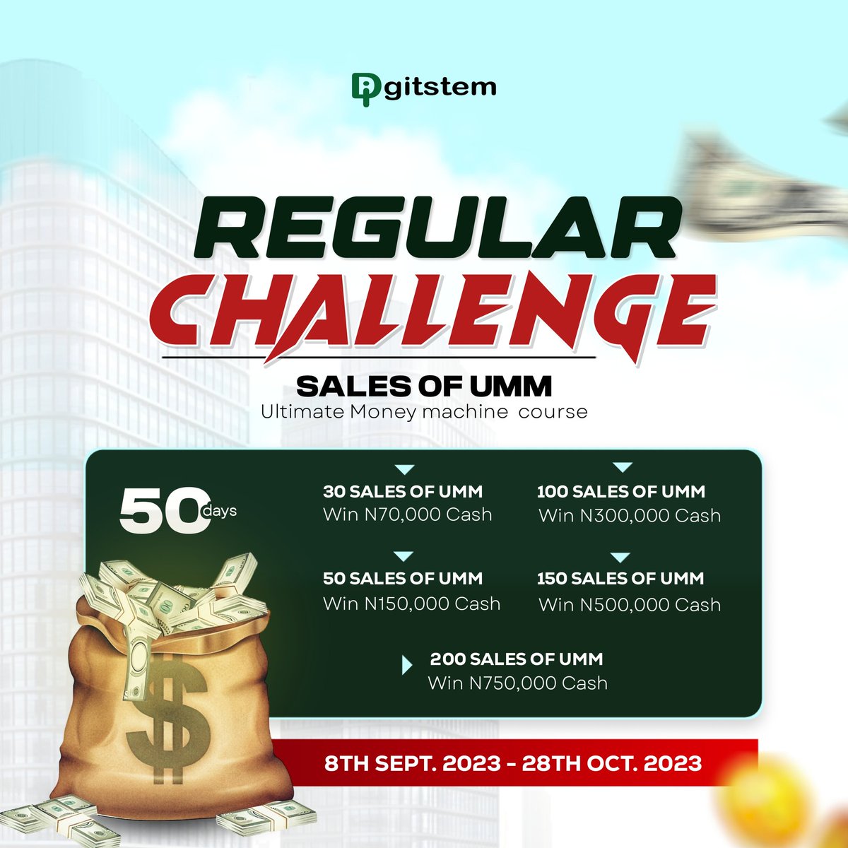 digitstem's tweet image. The UMM sales challenge kick started today.

You can win the REGULAR challenge

In the next 50 days,

Make  30, 50, 100, and 200 sales of UMM and win amazing cash 💰 💰 prizes.

Lets go there  champ😎😎😎