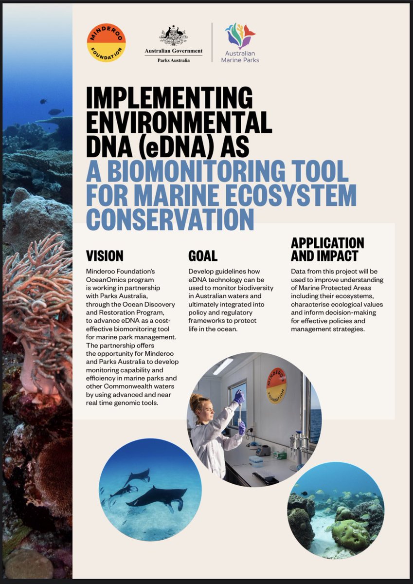 EricJRaes's tweet photo. Under the Ocean Discovery &amp; Restoration Grant @ausmarineparks @Parks_Australia we are @minderoo accelerating how we can use #eDNA to improve the conservation &amp; protection of the #oceans 🌊🐟🪸 https://t.co/L63gKazWRL