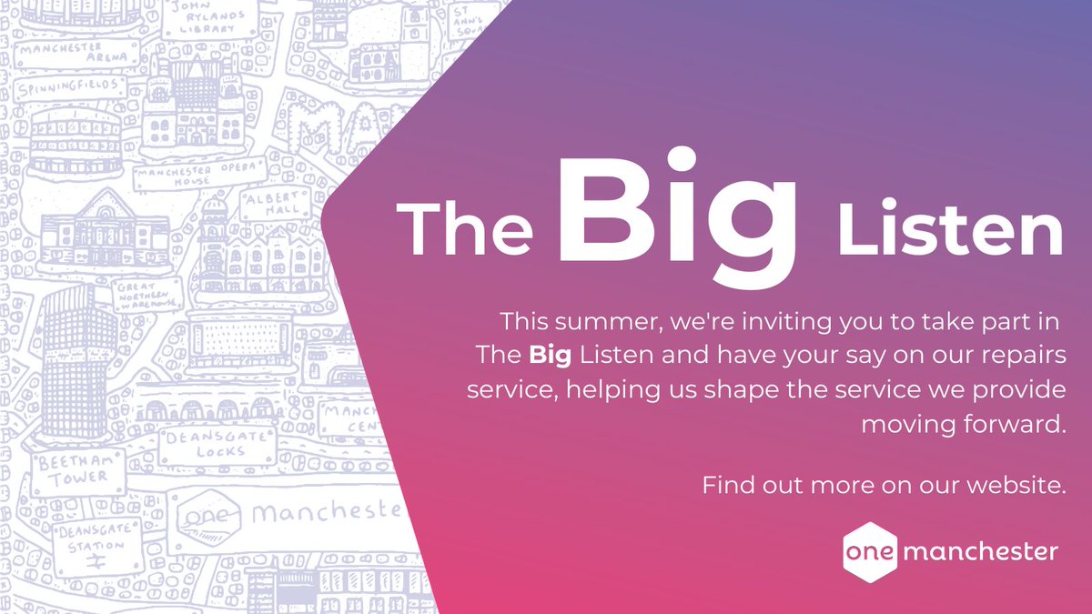 Longsight customers, don't miss your chance to have your say on our repairs service. Come along to your local Big Listen session and share your views. Your local session: 📍9 September - 422 Community hub - 11am-12.30pm Book your place: bit.ly/3QKjBoL