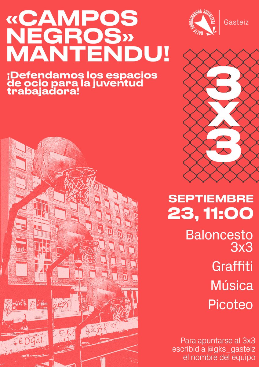 [CAST]

¡El 23 de septiembre acércate a las canchas de Los Herran para reivindicar los espacios de ocio para la juventud trabajadora!