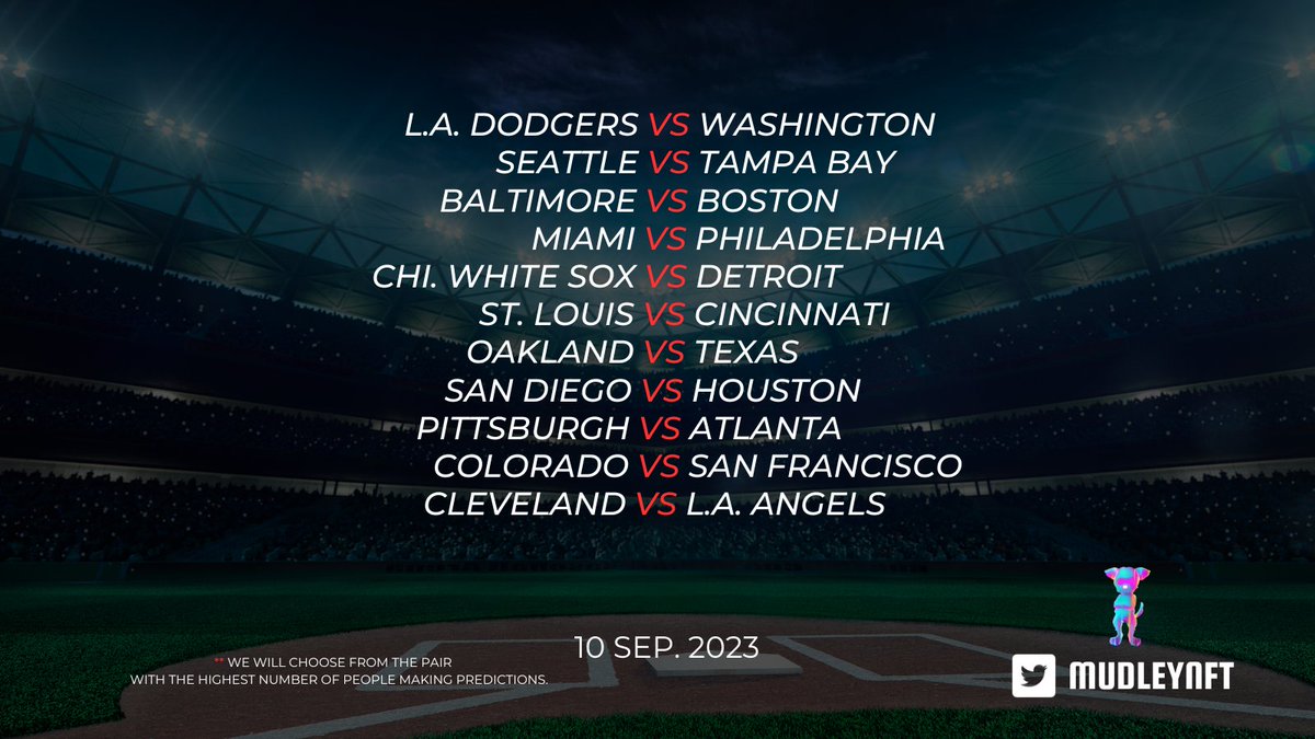 MudleyNFT's tweet photo. 📢MudleyNFT daily prediction is now open!! 
- RT and comment your prediction include #mudleydaily in your comment before 9 SEP 2023 11.59 AM(UTC+7) and wait for the good news. 

📌This event is restricted to MudleyNFT owners only. #mudleynft #BaseBall https://t.co/IfY052DID3