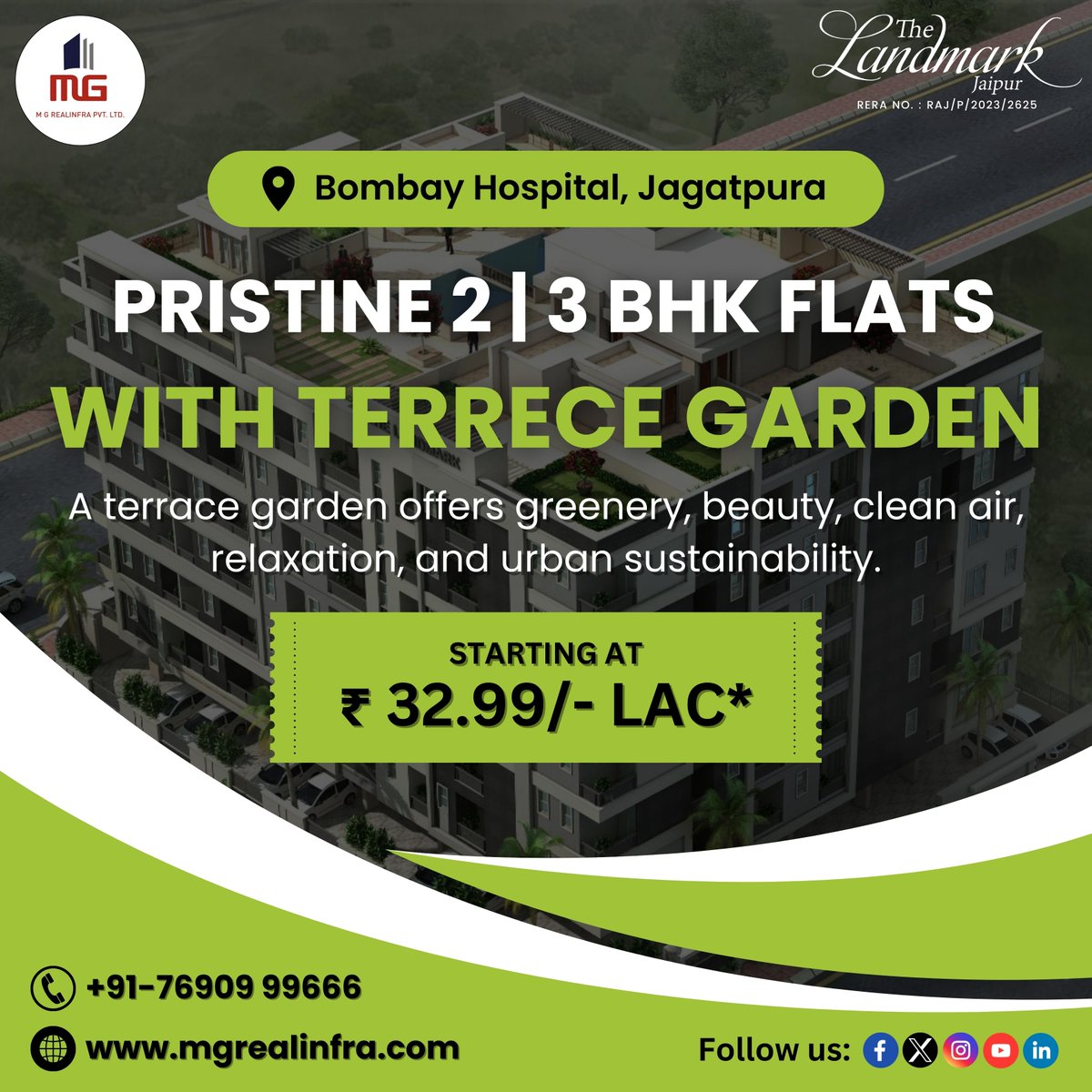 Elevate your lifestyle with our rooftop gardens at The Landmark Jaipur by M G Realinfra, offering breathtaking views of Jaipur's skyline.🌇🌷

Location: Near Bombay Hospital, Jagatpura
Call Now: 7690999666

#rooftopgardens  #mgrealinfra #flatinjaipur #flatsinjagatpura #3bhkflat