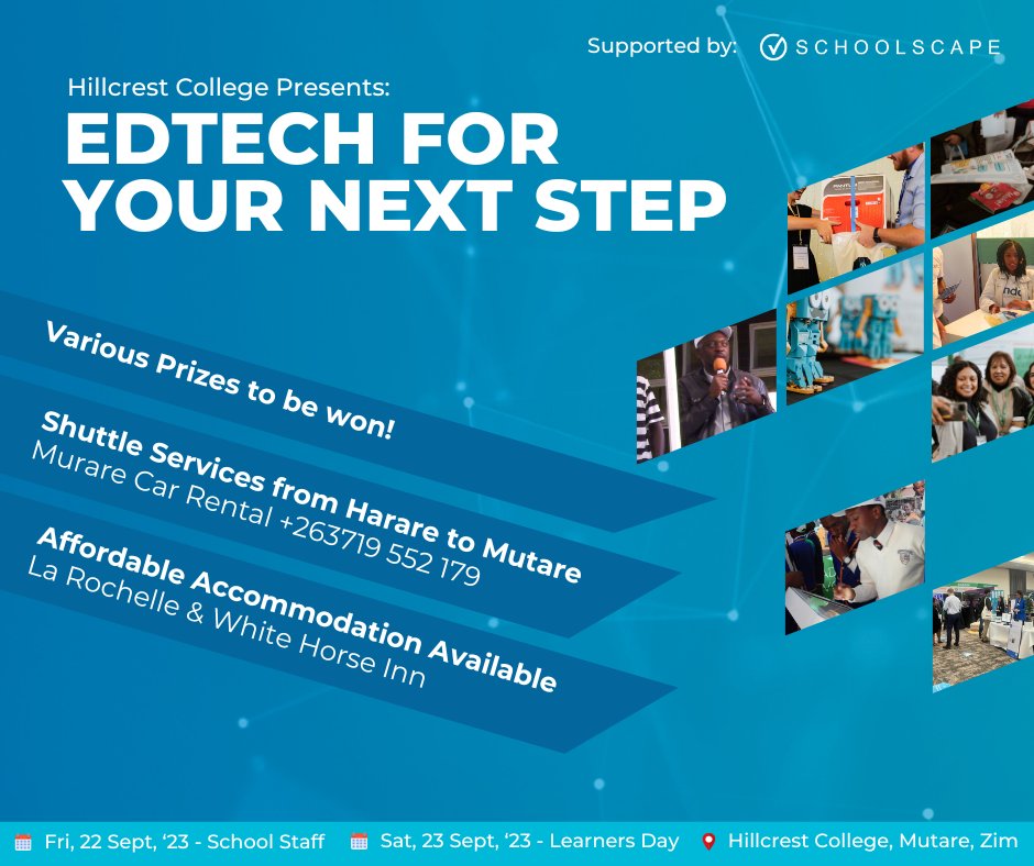 We’re excited to be exhibiting at the Hillcrest College edtech event. Calling school IT managers, edtech implementers, heads, and management teams to join us in Mutare Zimbabwe (22 &amp; 23 Sept). To register click here. 👉
bit.ly/3r47CrU
@schooslcapelive