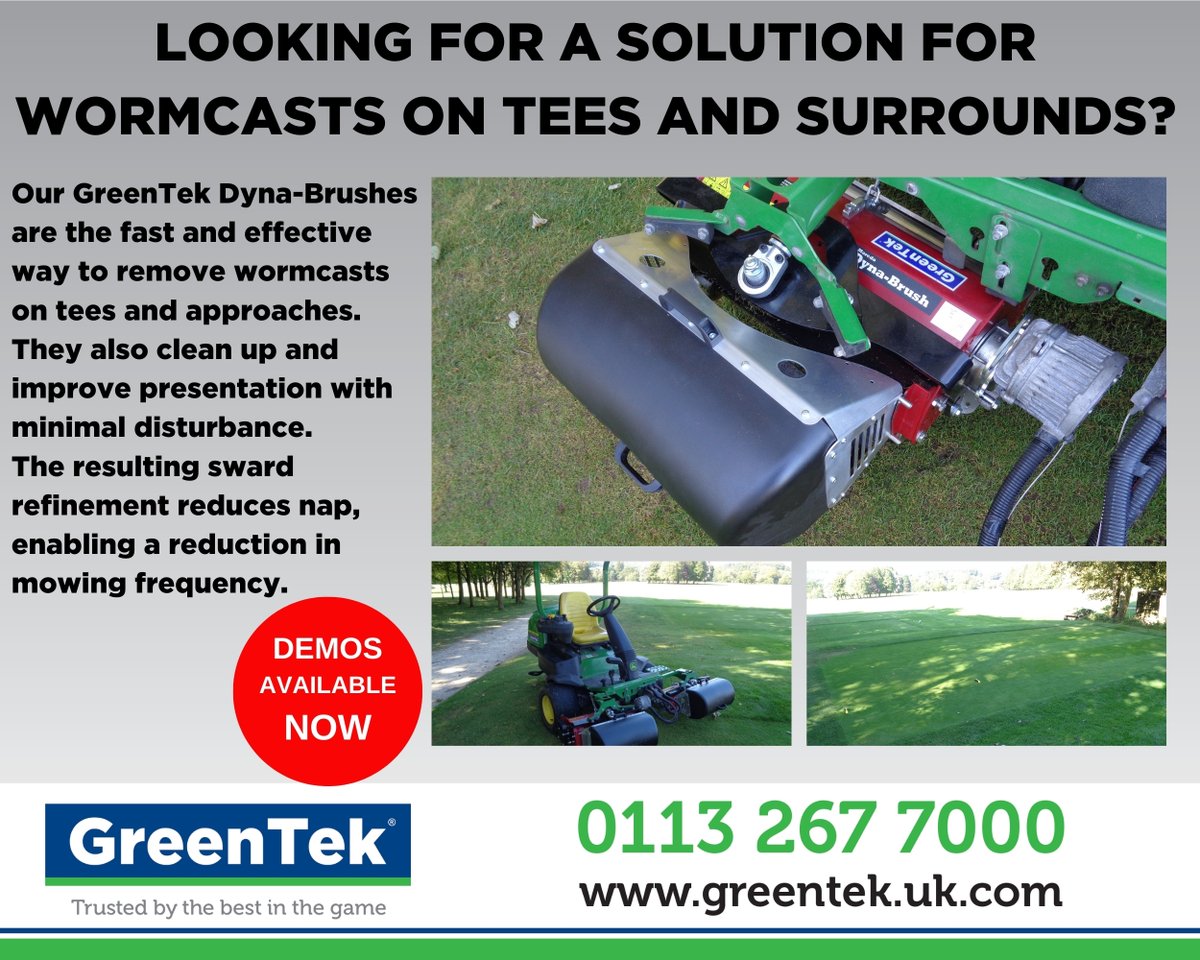 GreenTekGroup's tweet photo. LOOKING FOR A SOLUTION FOR WORMCASTS ON TEES AND SURROUNDS? 
A fast and effective way to clean up and improve presentation with minimal disturbance!

#GreenTek
#greenkeepers
#greenkeeping
#golfcourse
#turfcare
#sportsturf
#groundsmaintenance
#wormcasts
#worms https://t.co/wd1MkKgl1i