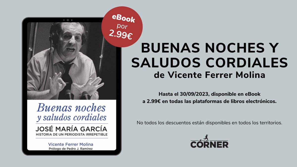 Córner_Ed (@corner_ed) on Twitter photo Hoy que es el #DíaDelPeriodista, os invitamos a descubrir la apasionante biografía de José María García, un periodista irrepetible del que podéis saber mucho más en #BuenasNochesYSaludosCordiales de <a href="/ferrermolina_v/">ferrer molina</a>. Todo el mes a 2.99€ en eBook.
🎙 bit.ly/3P48S6i Hoy que es el #DíaDelPeriodista, os invitamos a descubrir la apasionante biografía de José María García, un periodista irrepetible del que podéis saber mucho más en #BuenasNochesYSaludosCordiales de <a href="/ferrermolina_v/">ferrer molina</a>. Todo el mes a 2.99€ en eBook.
🎙 bit.ly/3P48S6i