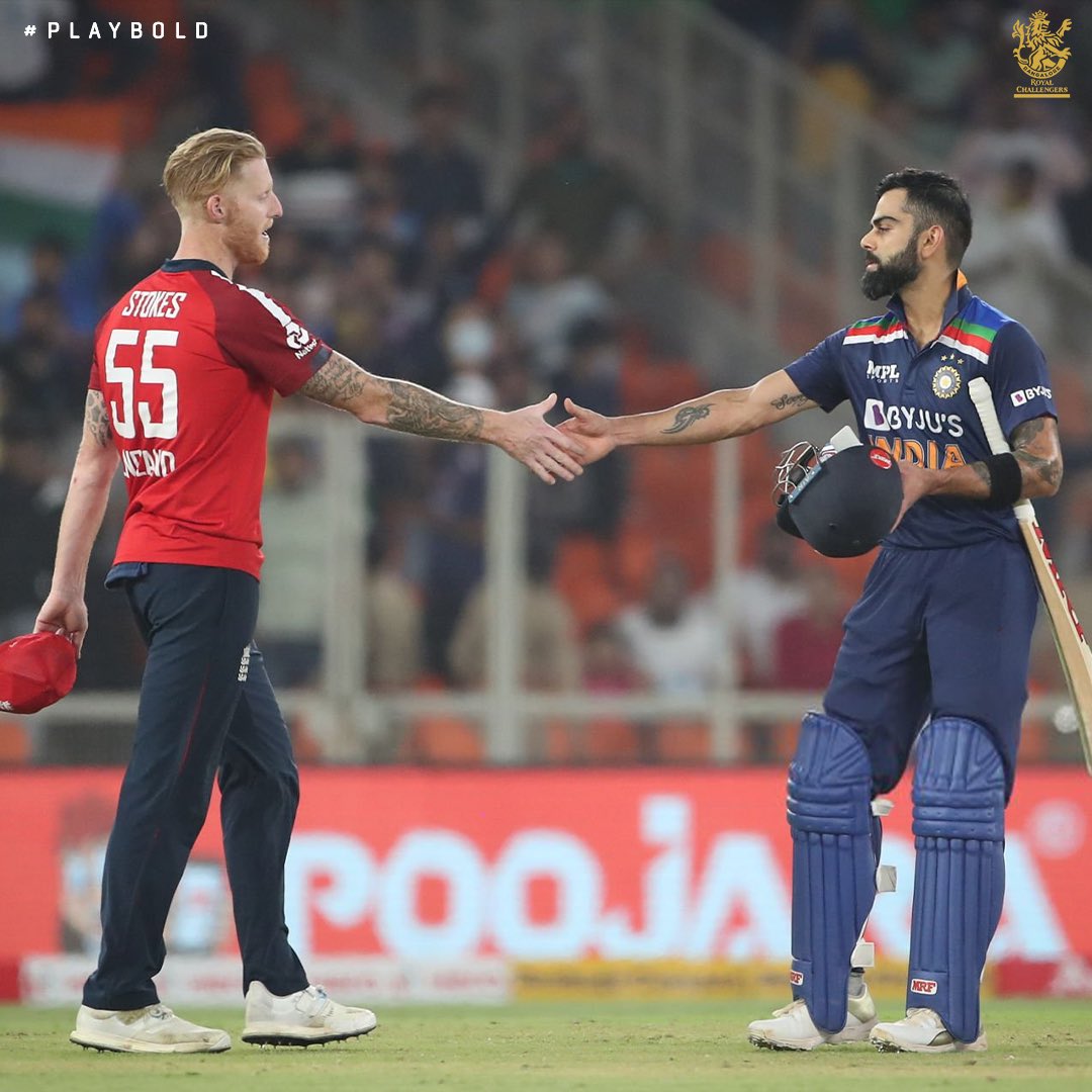 Two of the most competitive blokes in the game 🤝 Can't wait to see them go at it again in #CWC23 🙌 #PlayBold @imVkohli @benstokes38