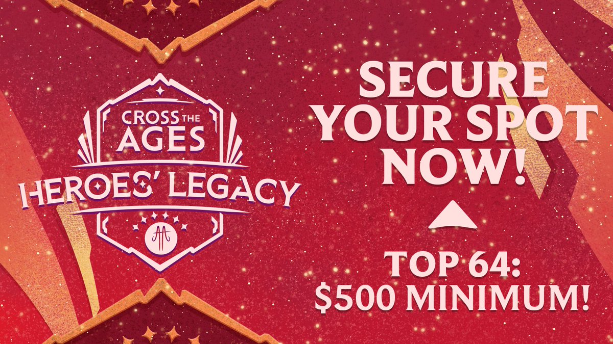 Heroes Legacy Tournament 🎮🔥

Compete for cash rewards and flaunt your gaming skills!🏆

Secure your spot in online qualifiers for assured prizes 💸

Plus, top 64 players in the live tournament get $500 minimum! 💰

Ready for the challenge? ⚔️

👉 discord.gg/crosstheages