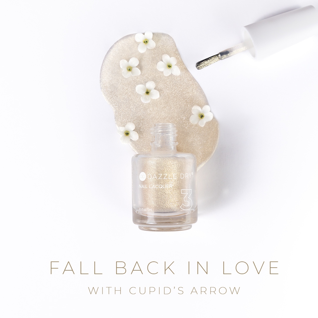 Here to stay with no strings attached, Cupid's Arrow is poised to strike your nails with love! 💘

💅 A sheer white shade swirled with a glistening gold sparkle.

Shop the link in bio.