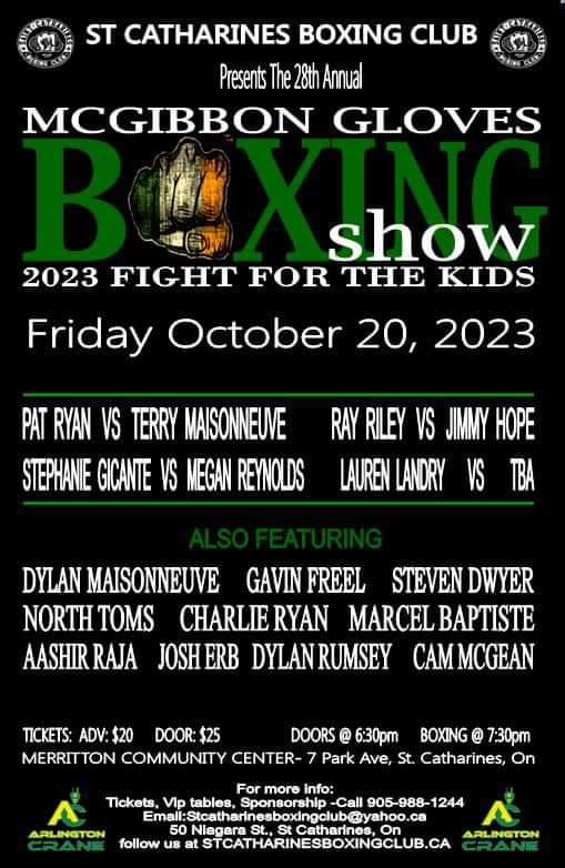 OCTOBER 20th <a href="/stkittsboxing/">St Catharine's BC</a> @arlingtoncrane <a href="/MerrittonLC/">Merritton Lions Club</a> Honoured to Emcee! Thanks Joe Corrigan! <a href="/q_4680/">4680 Q Radio</a> #PatPorterShow
