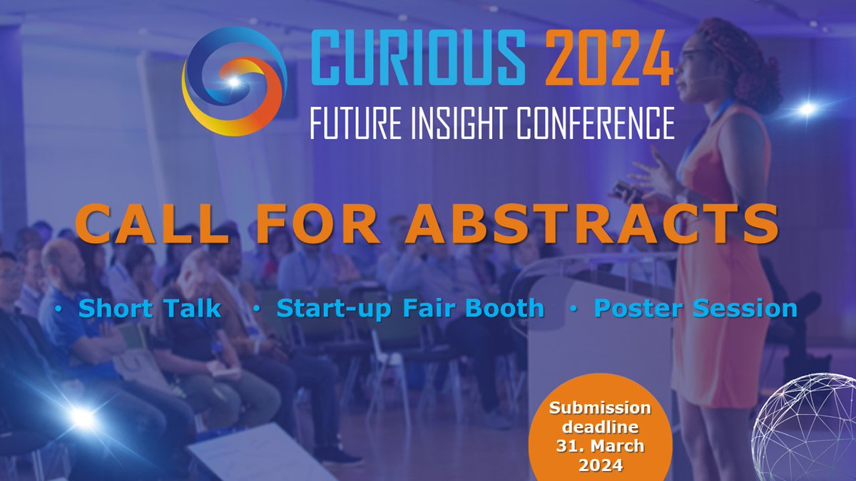 Ulrich Betz (@ulrichbetz) on Twitter photo Take the chance now to present at the Curious2024 - Future Insight Conference - abstract submission is now possible! join.curious2024-registration.com
#curiousfutureinsight #curious2024 #unitedbyscience Take the chance now to present at the Curious2024 - Future Insight Conference - abstract submission is now possible! join.curious2024-registration.com
#curiousfutureinsight #curious2024 #unitedbyscience