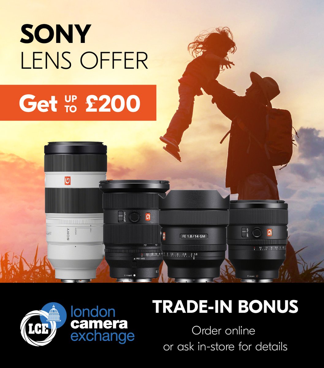 Got a Sony mirrorless camera?

Pair it with an amazing new Sony Lens and take your photography to the next level. Trade in your old lens and receive up to a £200 bonus towards a brand-new Sony lens.

View the range, tailored for every photography style 📷 lcegroup.co.uk/.../Sony+Trade…