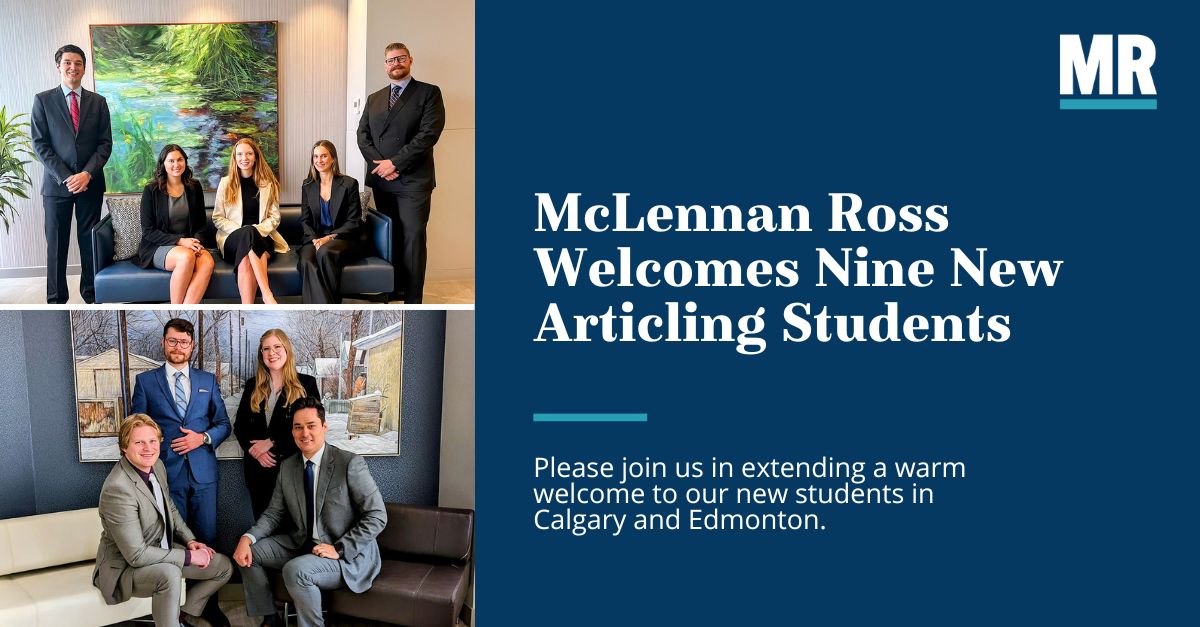 Welcome to a talented group of articling students who have joined our team in Calgary and Edmonton.
We wish them continued success as they take the next step towards becoming lawyers!
 
To learn more, click here: bit.ly/3EMuK1v
 
#MRoss #Lawstudents #MRArticling