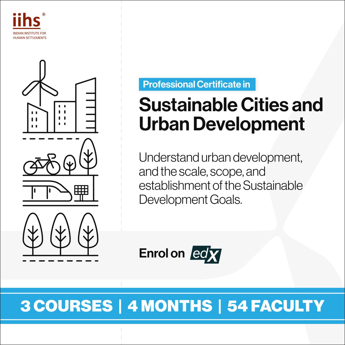 The Professional Certificate in Sustainable Cities and Urban Development on edX combines three courses emerging from research and practice across institutions and faculty around the world. IIHS is a knowledge co-creator in this Professional Certificate.