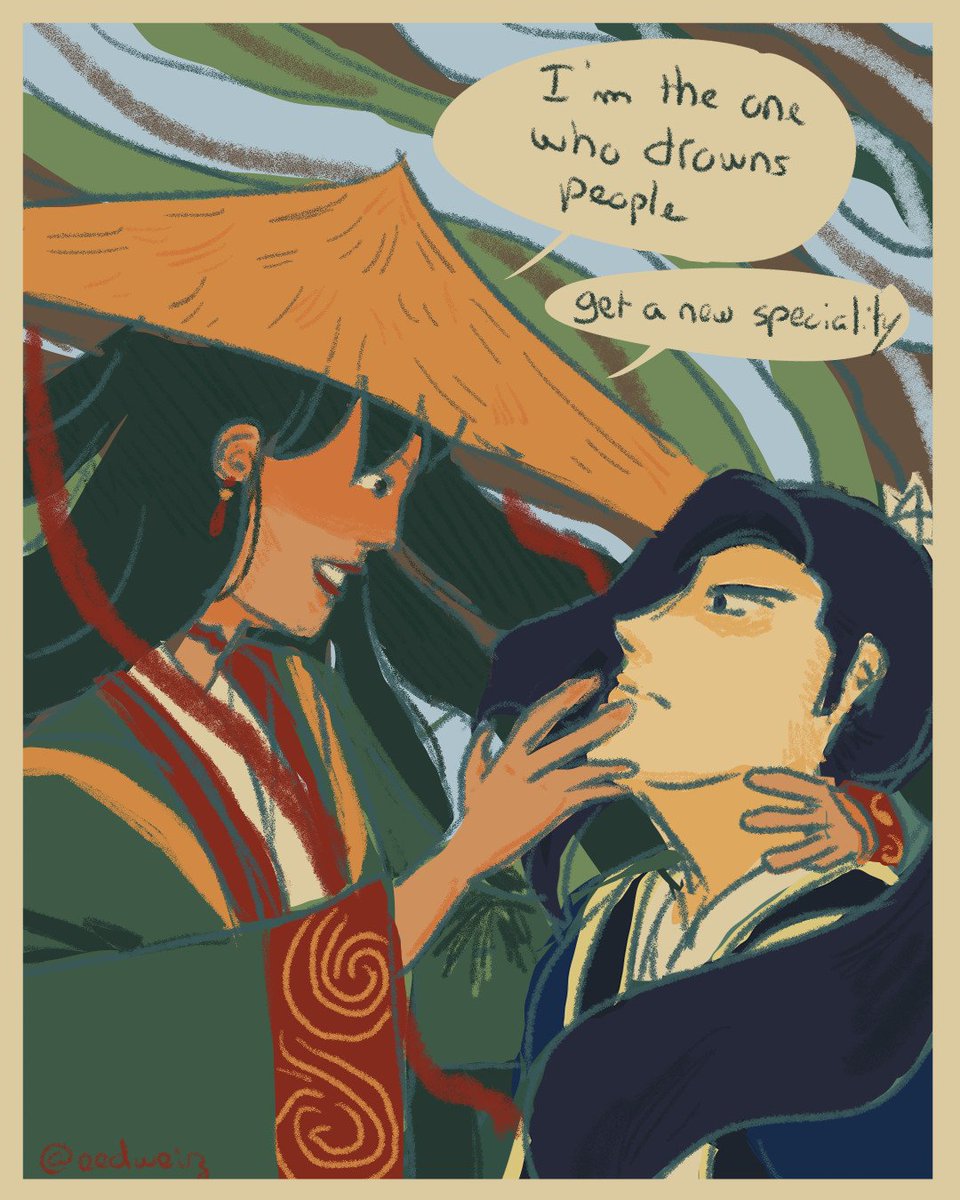 eedweiz's tweet photo. Day 3: Calamity AU
A new calamity is born and she will not be sweet with the others 🤭
Next visit is for crimson rain, get a new name, she IS the rain calamity 
🌧🌊
#yshweek2023 #YushiHuang #天官赐福 #TGCF #HeXuan https://t.co/wFk65mDEHk