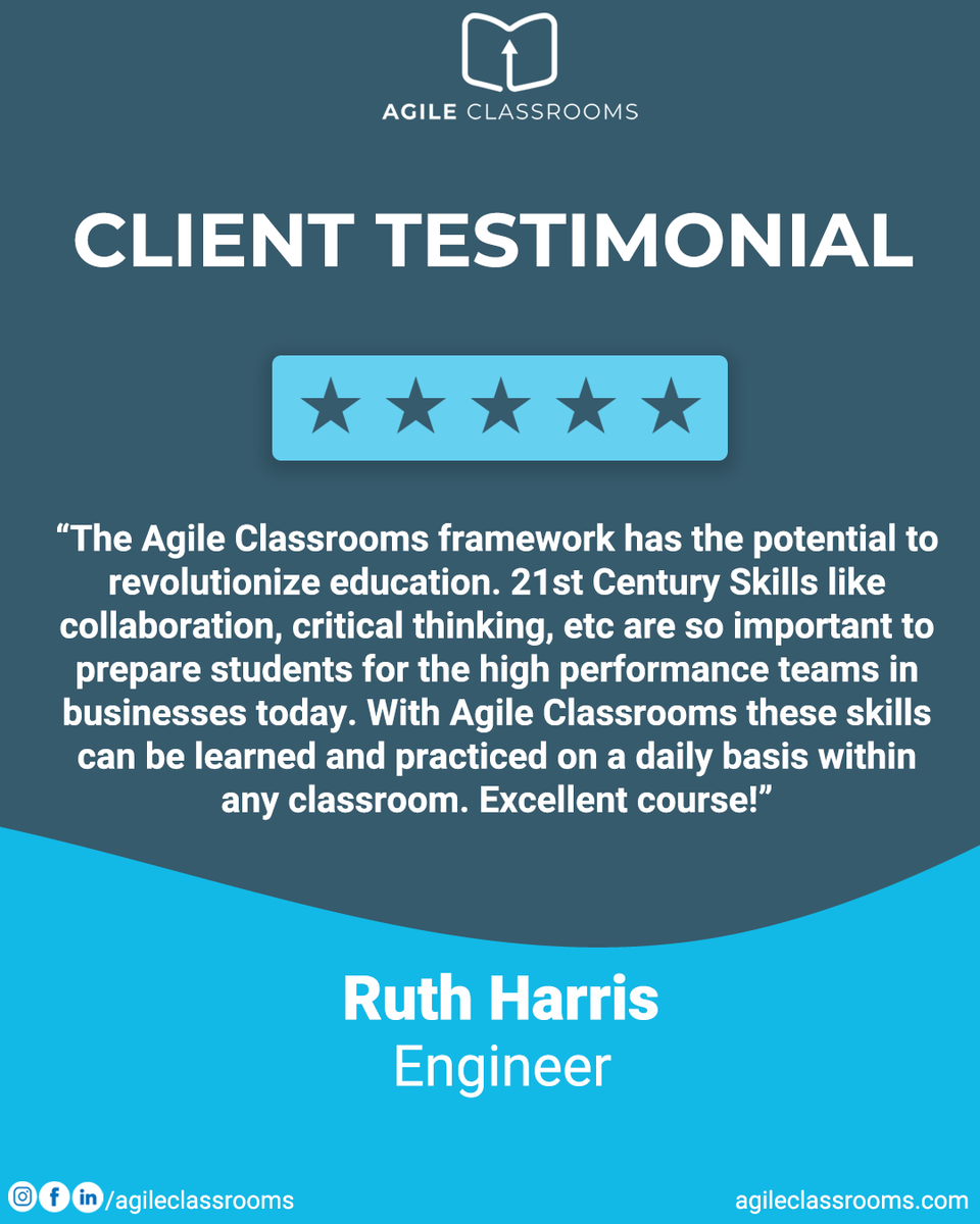 Engineer Ruth Harris praises Agile Classrooms for shaping 21st-century skills. Join us in reshaping education for success! 🚀📚

#AgileClassrooms #EducationInnovation #21stCenturySkills #EmpowerStudents #InspiringLearning #ReshapingEducation