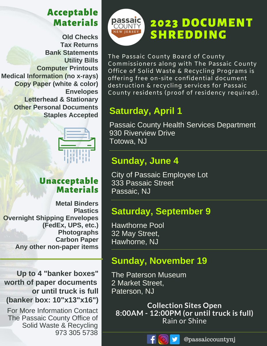 Upcoming recycling events this weekend: #PassaicCountyRecycling