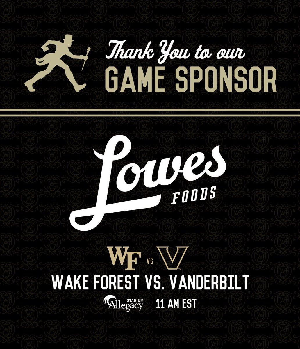 Thank you to @LowesFoods for sponsoring this Saturday’s @WakeFB game! See you at @Allegacy Stadium at 11AM! #GoDeacs🎩