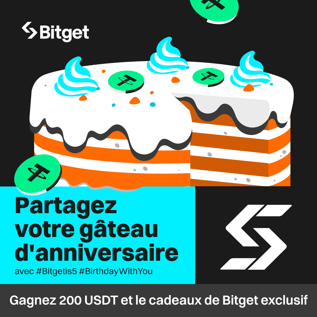bg_francophone's tweet photo. 🎂Partagez votre gâteau d'anniversaire avec #Bitgetis5 #BirthdayWithYou
💸Gagnez jusqu'à 200 $USDT et des articles spéciaux Bitget
📅à 8 de 12 Septembre 

1️⃣ Partagez simplement ou retweetez la publication avec le photo de gateau d'anniversaire en ajoutant #Bitgetis5 ou #BirthdayWithYou

2️⃣ Suivez https://t.co/N1JGUWr1uv🎁 Nous sélectionnerons au hasard 5 utilisateurs gagnants pour partager 200 $USDT et le Merch de Bitget unique!

#cryptocurrencies #cryptomonnaie #CryptoTwitter #PEPE2
