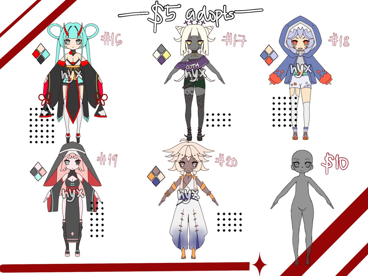 nyxarttt's tweet image. 🍓 $5 ADOPTS FOR SALE ˚₊‧꒰ა ☆ ໒꒱ ‧₊˚ 
 
hi!! its me again and i want to sell my babiees for $5 each! i take paypal, gcash and kofi and btw i also do customs for $10 (can also accept nitro payment!)

#ocadopts #artmoots
