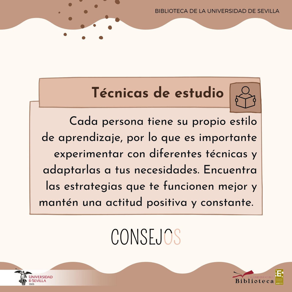Biblioteca_US's tweet photo. No todo el mundo estudia igual; busca la manera más útil para tus objetivos; apuntes, fichas, audios... y siempre con una actitud positiva
@unisevilla @twitCADUS #consejUS #actitudpositiva #técnicasdeestudio https://t.co/JBc70aEpd9