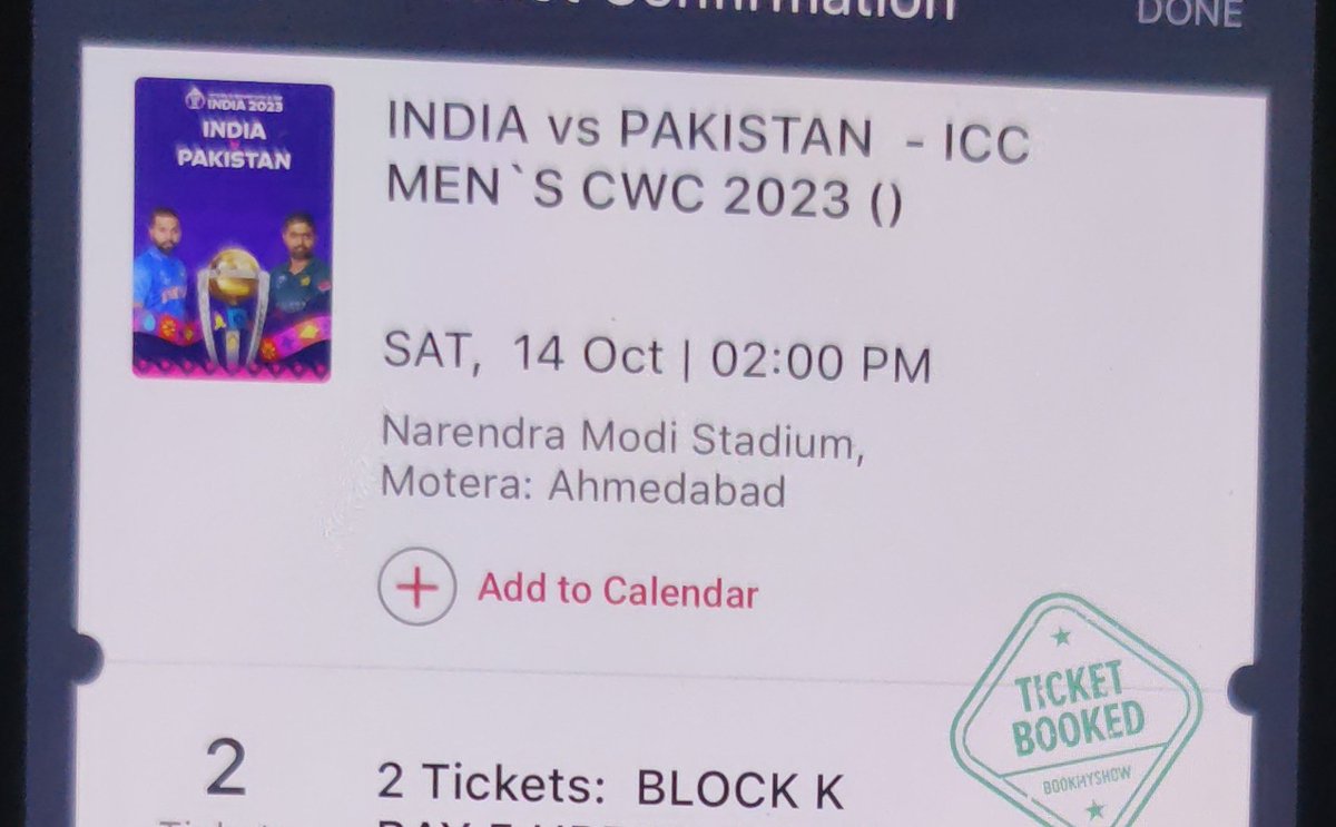 Happyrajsinh's tweet photo. @mufaddal_vohra @CricCrazyJohns FINALLY GOT THE INDvsPAK TICKETS!!! Hurray!!! @BCCI @bookmyshow https://t.co/5Url3UKQZp