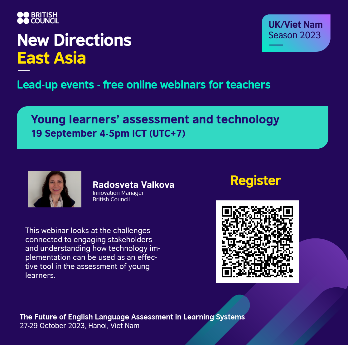 Our third and final webinar for teachers looks at assessment and technology for young learners. Don't forget to sign up and join us on Sep 19 at 4pm ICT (UTC +7) to find out more about this important area of assessment. Sign up here: bit.ly/YLtech