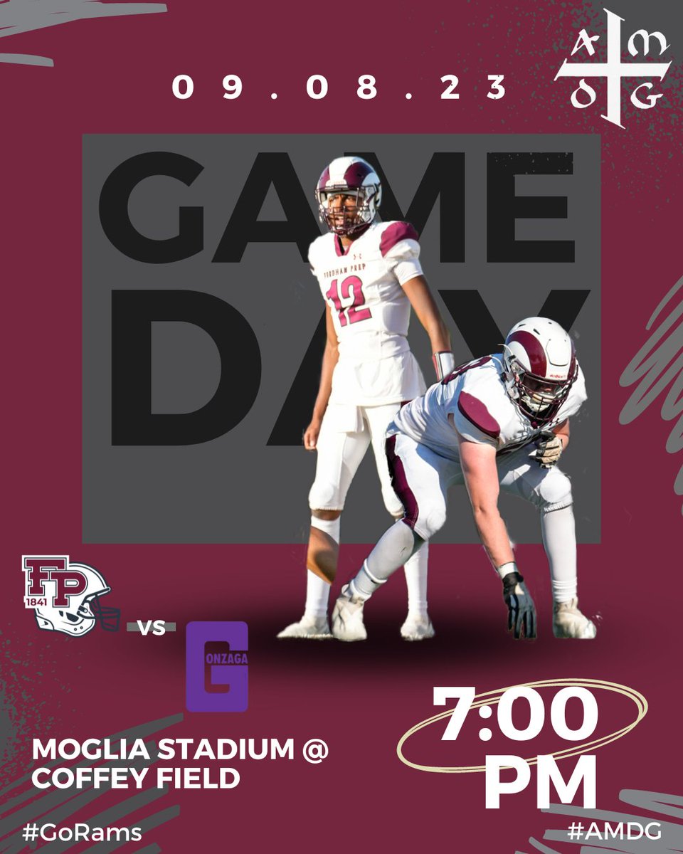 The <a href="/FordhamPrep/">Fordham Prep</a> Varsity Football Rams are back in action tonight against <a href="/GonzagaSports/">GonzagaCHS Sports</a> at 7PM on Coffey Field @ Moglia Stadium.

Come out and Pack the Jack. Go Rams!🐏🏈

#AMDG #GoRams #HomeOfChampions

Livestream: fordhamprep.org/athletics/loca…