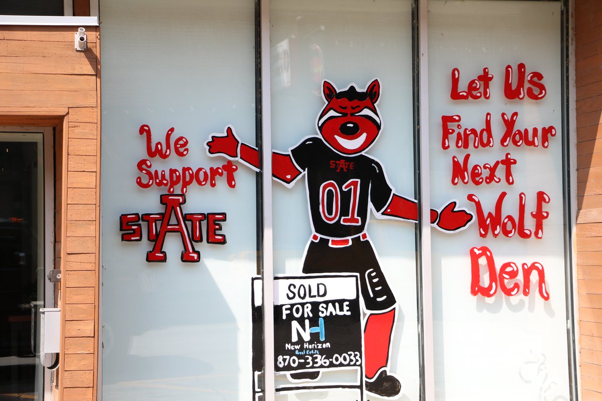 It's GAME DAY! Take a cruise around Jonesboro and check out all of the amazing window displays! Thanks for helping us Paint the Town Red! #Jonesboro #JonesboroChamber #WolvesUp #Astate