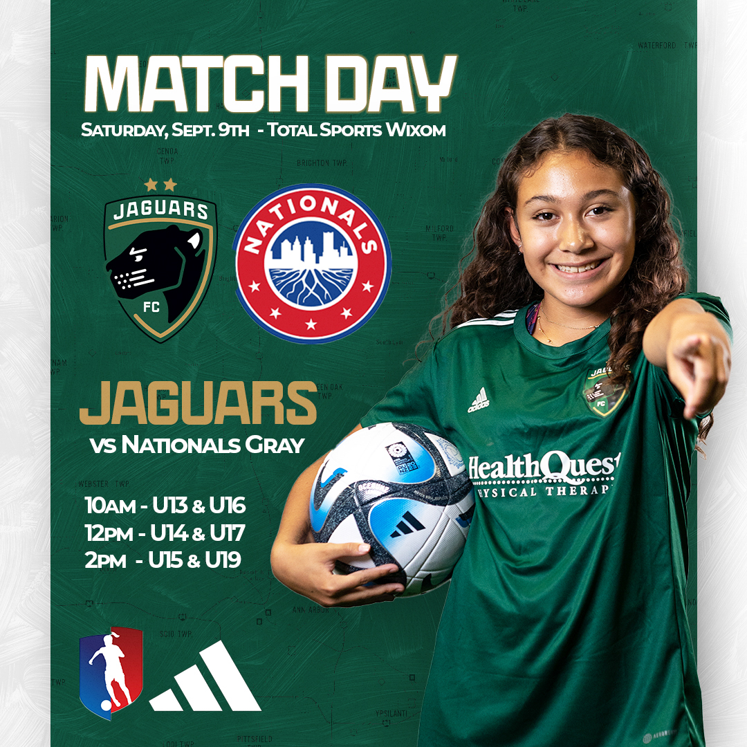 Here we go! It's @GAcademyLeague match day! Our GA teams host @NationalsGA Gray at Total Sports Wixom starting at 10am. #LetsGoJags #GirlsAcademy