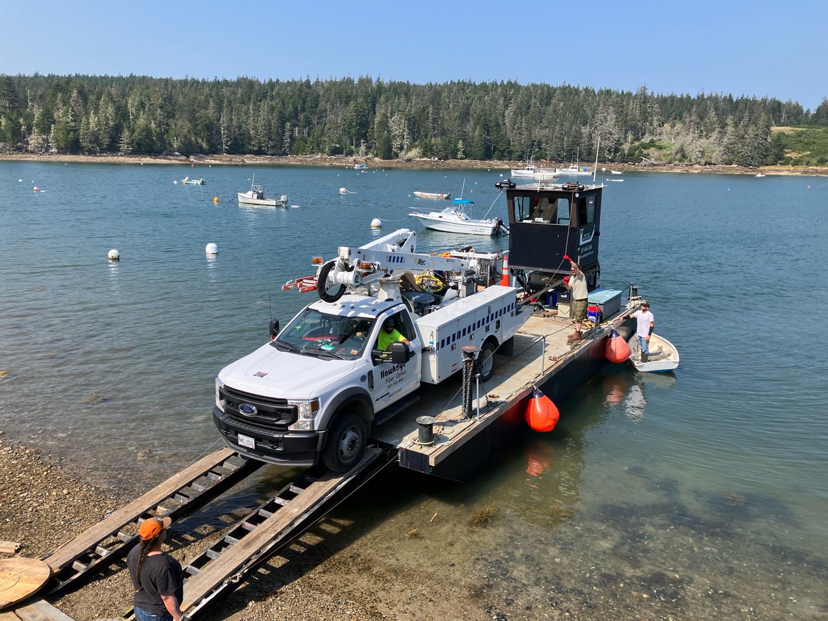 MEConnectivity's tweet image. You can basically see Hawkeye&apos;s truck waving goodbye as it leaves Isle-au-Haut via barge, bringing this National Telecommunications and Information Administration Broadband Infrastructure Project (BIP) one step closer to getting people lit up with fiber!

Axiom 

#broadband