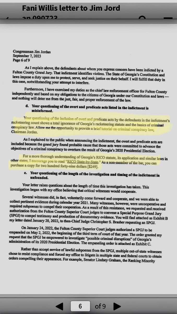 fight4equal4all's tweet photo. Holy shi*t! Fani Willis eviscerates Jim Jordan in her response letter to his attempt to impede in investigation
#FannyWillis  #JimJordan #GeorgiaElectionInterference #FultonCounty #Obstruction https://t.co/NgN7bufQtH
