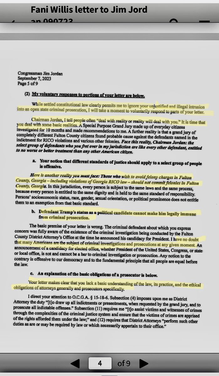 fight4equal4all's tweet photo. Holy shi*t! Fani Willis eviscerates Jim Jordan in her response letter to his attempt to impede in investigation
#FannyWillis  #JimJordan #GeorgiaElectionInterference #FultonCounty #Obstruction https://t.co/NgN7bufQtH