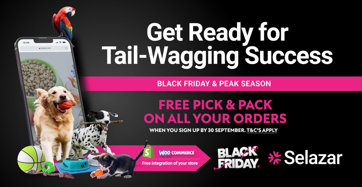 🐾 Get Ready for a Tail-Wagging #BlackFriday &amp; Peak Season! 
Our pet supplies &amp; accessories #eCommerce fulfilment service is geared up to make your pet owner's dreams come true! 

PLUS 🎉 𝗙𝗥𝗘𝗘 pick &amp; pack on ALL your orders placed on Black Friday.
bit.ly/3EwtvTS