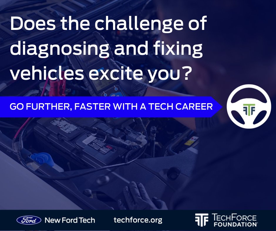 New Ford Tech (@newfordtech) on Twitter photo Does the concept of fixing stuff, problem solving, and working with your hands appeal to you? Then we got you! Grab the wheel and go further, faster in a tech career! 🔧🙌
Discover more. Join techforce.org and check out newfordtech.com #BeATech <a href="/TechForceFound/">TechForce Foundation</a> Does the concept of fixing stuff, problem solving, and working with your hands appeal to you? Then we got you! Grab the wheel and go further, faster in a tech career! 🔧🙌
Discover more. Join techforce.org and check out newfordtech.com #BeATech <a href="/TechForceFound/">TechForce Foundation</a>