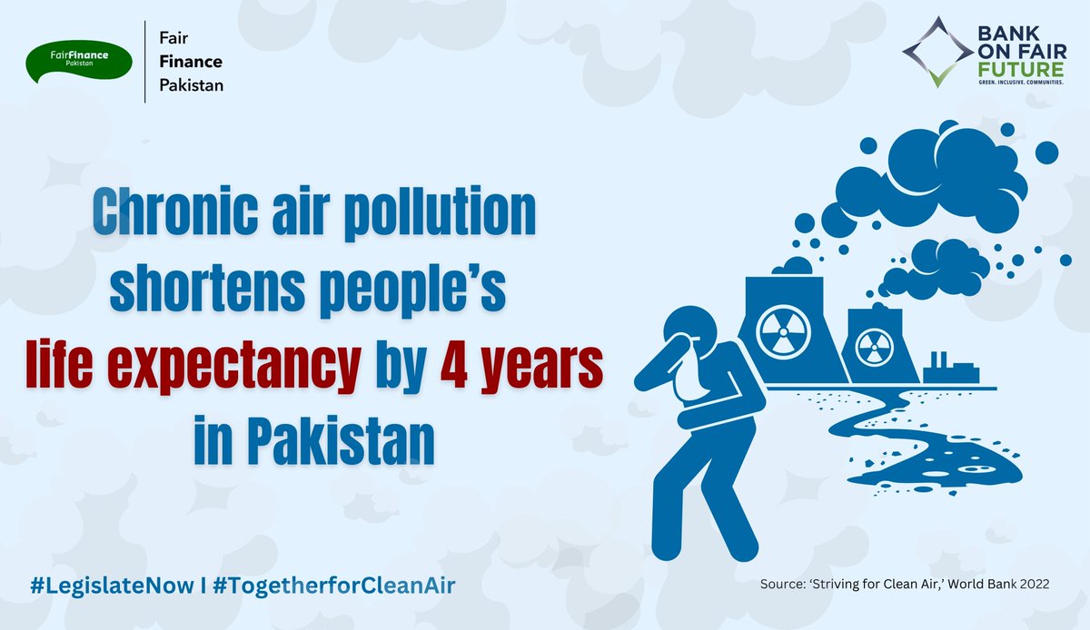 #AirPollution is the single greatest environmental threat to human life in #Pakistan. It shortedn the average Pakistani's life by 4 years. #LegislateNow #CleanAirforAll #AQLI2023 #TheAirweShare
