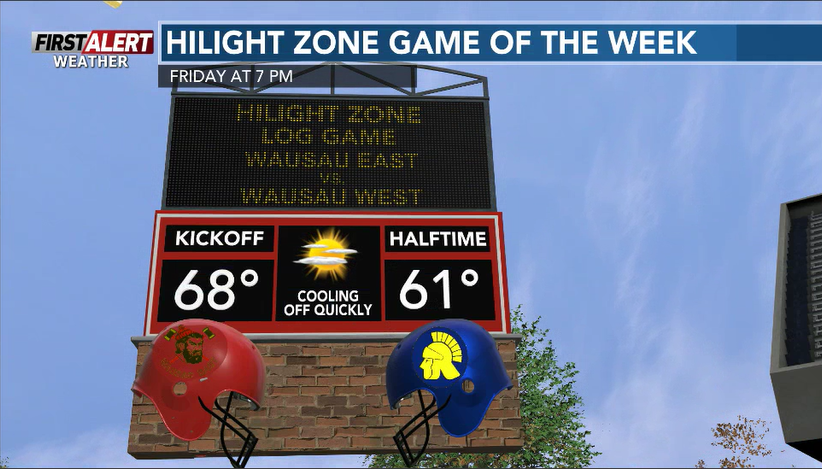 Chad_WSAW's tweet photo. Bundle up fans!
Our #HilightZone Game of the Week is the last Wausau East vs. West Log Game & the weather is going to be rather awesometastic for all area games tonight! With the sun setting just after 7 p.m. - temps cool quickly & will drop into the 50s for the 4th quarter. https://t.co/BZ3AmFSilt