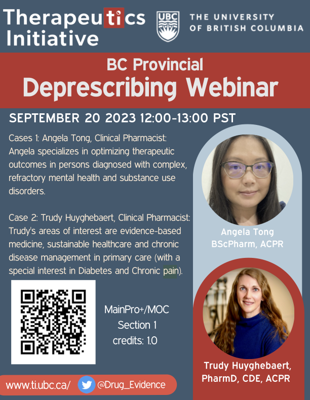 🚨Our BC Provincial #Deprescribing Series returns Sept 20th! 😍 ✅Optimizing therapeutic outcomes ✅Chronic disease management in primary care Register+info: ti.ubc.ca/deprescribing4 #MedEd #diabetes #MentalHealth #ChronicPain